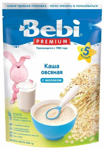 Bebi Каша молочная овсяная, с 5 месяцев, 200 г