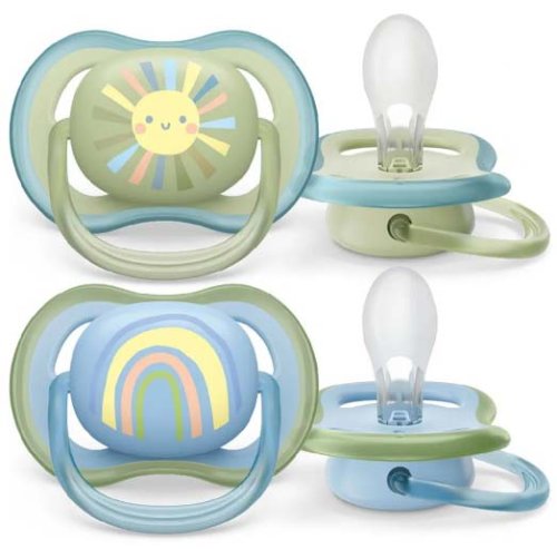 Philips Avent Пустышка Ultra Air силиконовая, 0-6 месяцев, 2 штуки