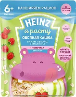 Heinz Каша Лакомая Овсяная Банан, Яблоко, Земляника с Молоком, с 6 месяцев, 170 г					